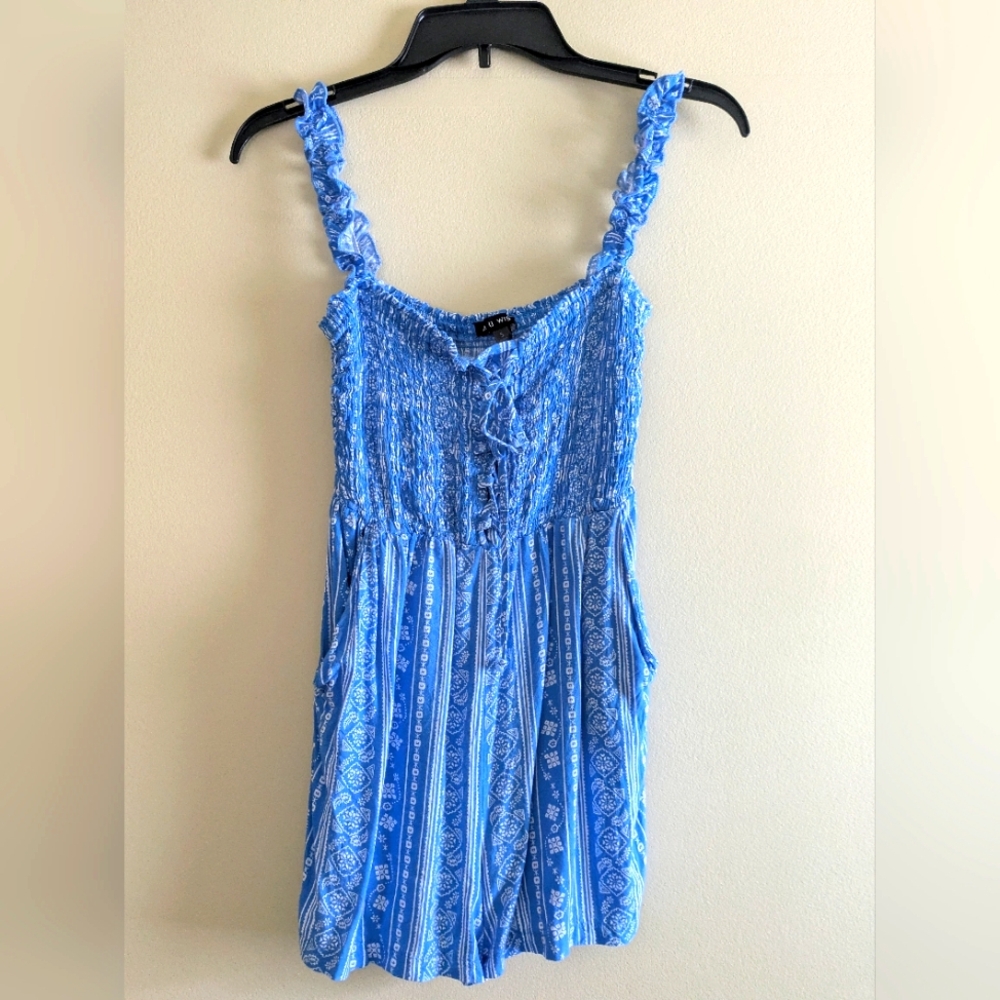 Blue Patterned Romper Size Small